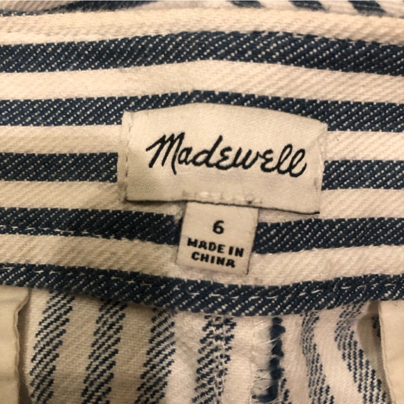 Madewell Wide Leg Blue & White Striped Cropped Pants Capri - Picture 7 of 11